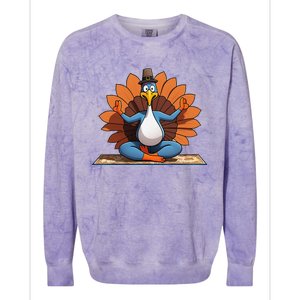 Thanksgiving Turkey Lotus Yoga Pose Colorblast Crewneck Sweatshirt