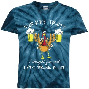 Turkey Trot Let's Drink A Lot Thanksgiving Day 5k Run Beer Kids Tie-Dye T-Shirt