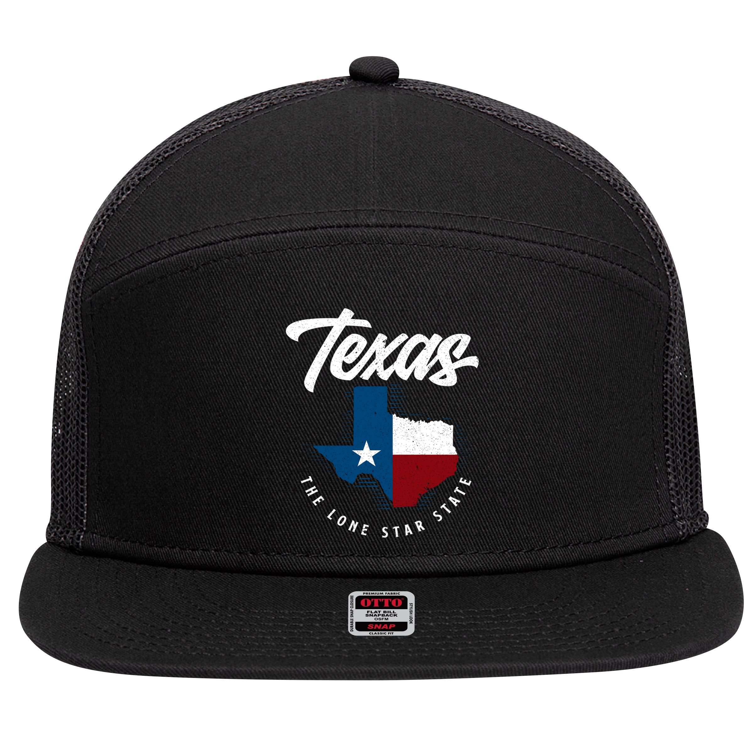 Texas The Lone Star State Gift Texas Map Cool Gift 7 Panel Mesh Trucker Snapback Hat