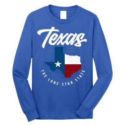 Texas The Lone Star State Gift Texas Map Cool Gift Long Sleeve Shirt
