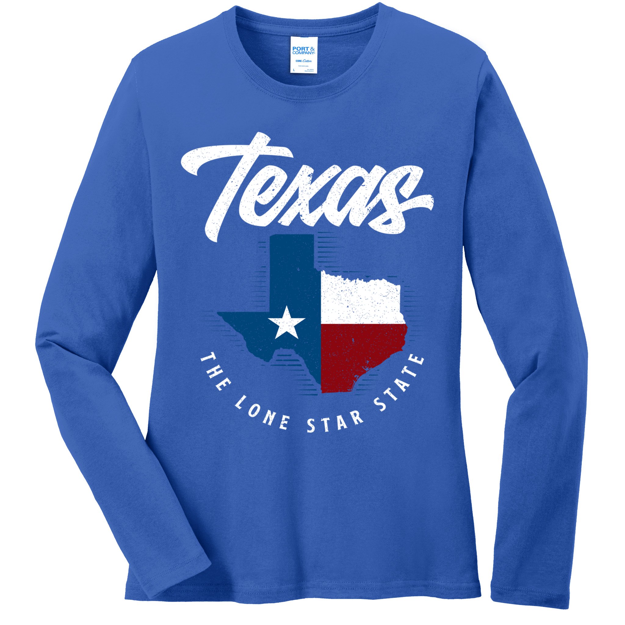 Texas The Lone Star State Gift Texas Map Cool Gift Ladies Long Sleeve Shirt