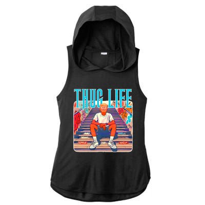 Trump Thug Life 4th Of July Ladies PosiCharge Tri-Blend Wicking Draft Hoodie Tank