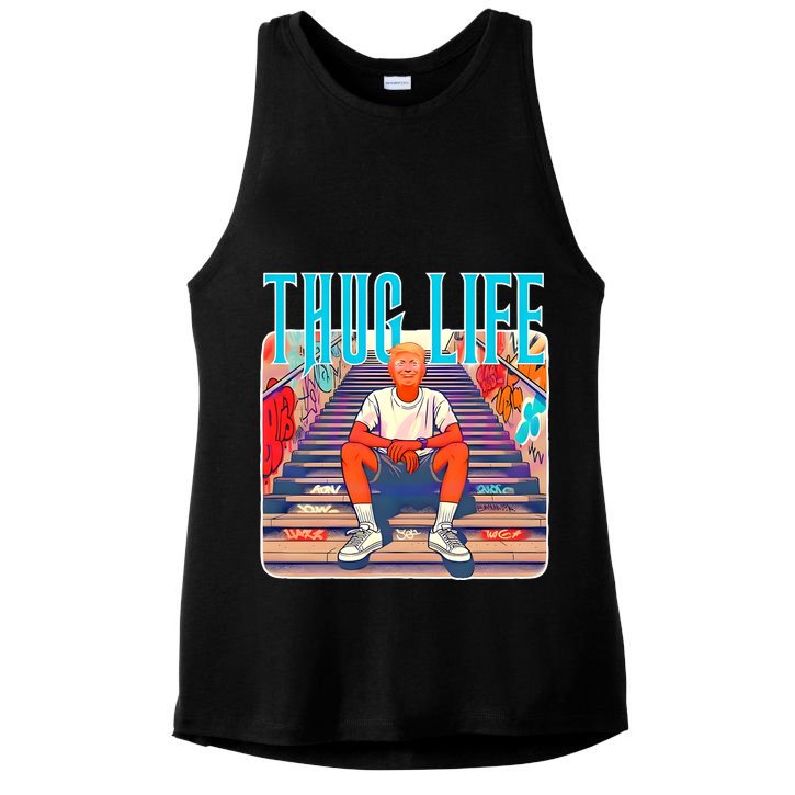 Trump Thug Life 4th Of July Ladies PosiCharge Tri-Blend Wicking Tank