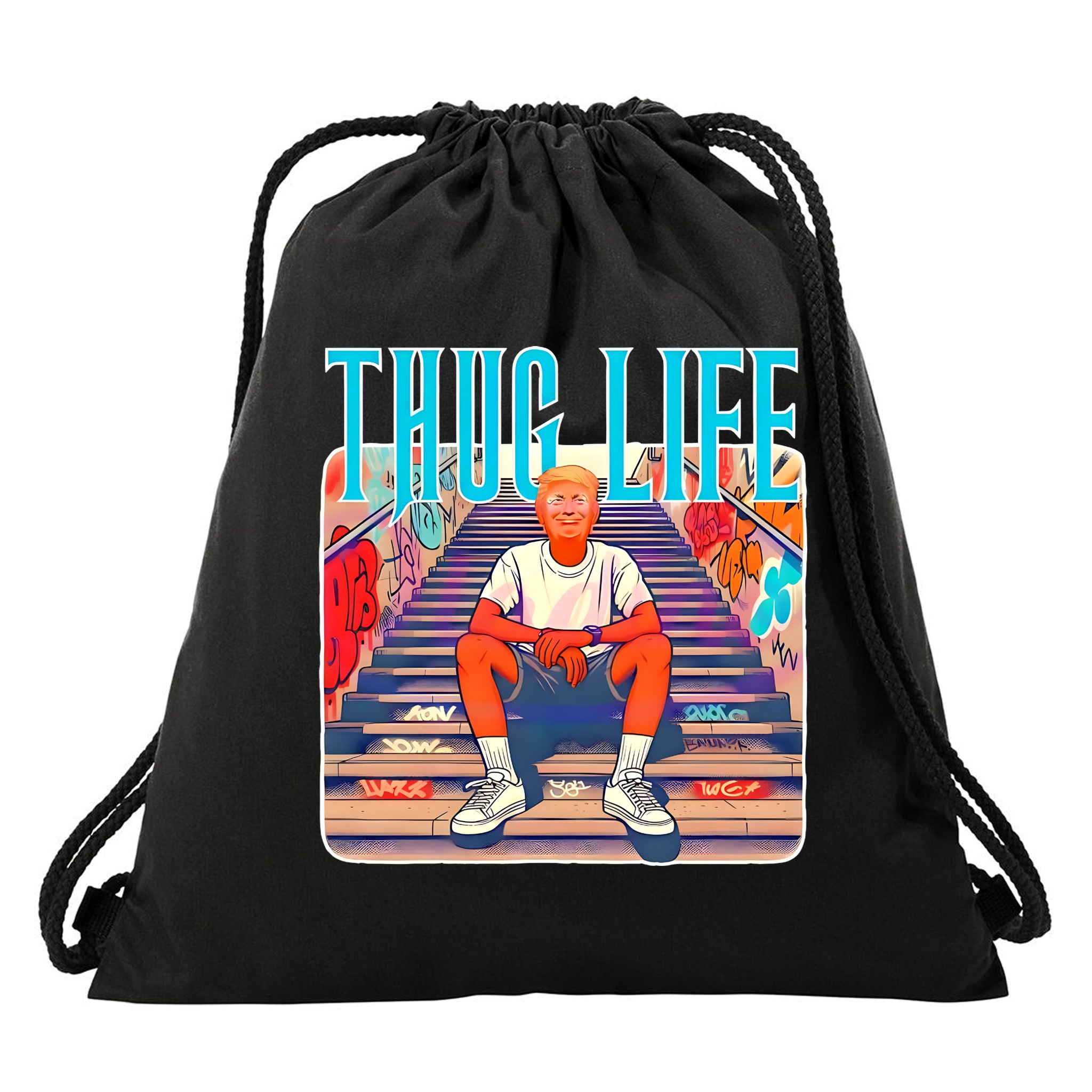 Trump Thug Life 4th Of July Drawstring Bag