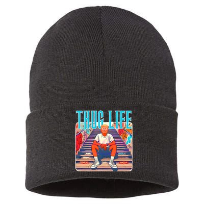 Trump Thug Life 4th Of July Sustainable Knit Beanie