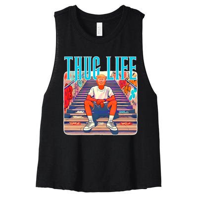 Trump Thug Life 4th Of July Women's Racerback Cropped Tank