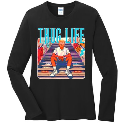 Trump Thug Life 4th Of July Ladies Long Sleeve Shirt