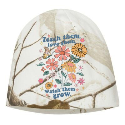 Teach Them Love Them Watch Them Grow Retro Teacher Floral Kati - Camo Knit Beanie