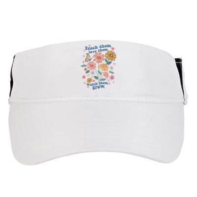 Teach Them Love Them Watch Them Grow Retro Teacher Floral Adult Drive Performance Visor