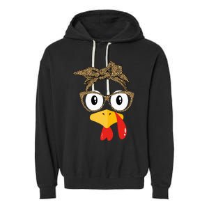 Thanksgiving Turkey Leopard Sunglasses Autumn Garment-Dyed Fleece Hoodie