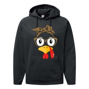 Thanksgiving Turkey Leopard Sunglasses Autumn Performance Fleece Hoodie