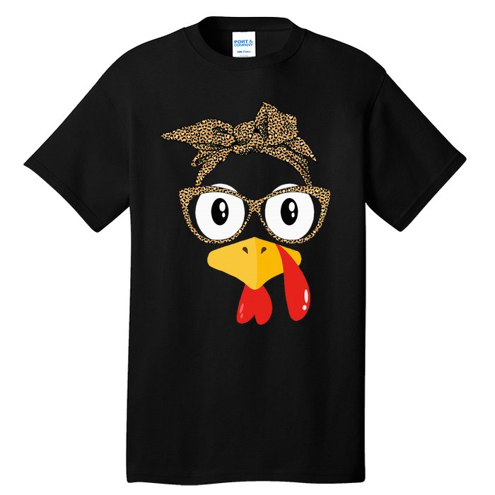 Thanksgiving Turkey Leopard Sunglasses Autumn Tall T-Shirt