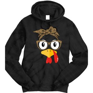 Thanksgiving Turkey Leopard Sunglasses Autumn Tie Dye Hoodie