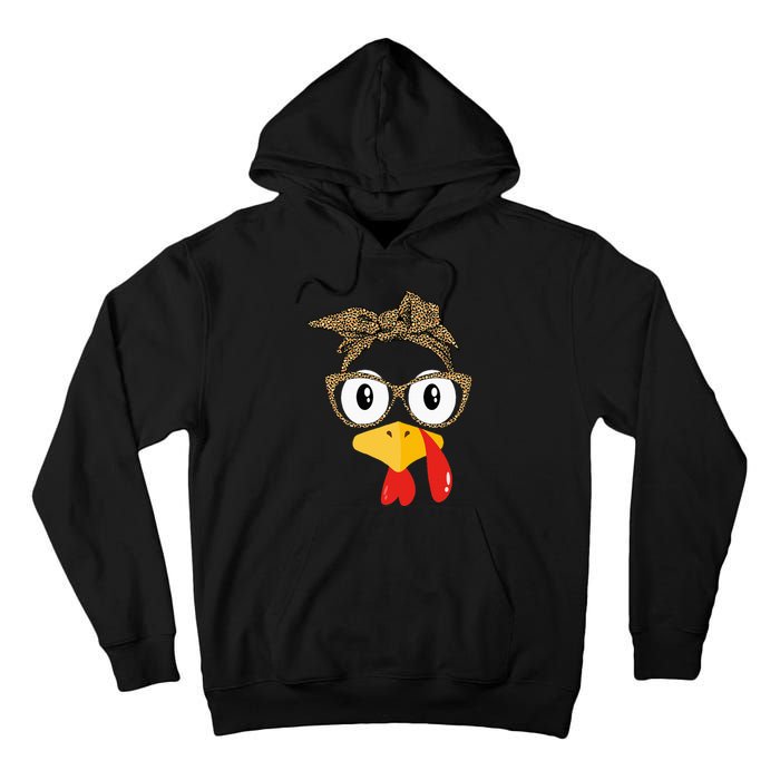 Thanksgiving Turkey Leopard Sunglasses Autumn Tall Hoodie