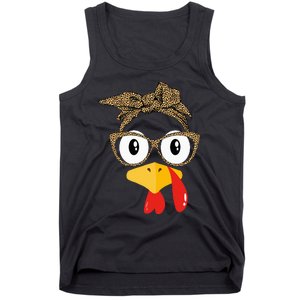 Thanksgiving Turkey Leopard Sunglasses Autumn Tank Top