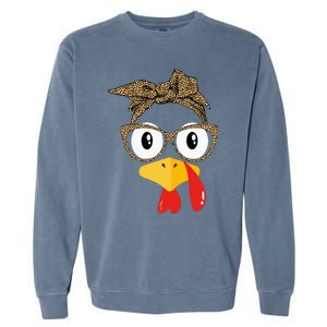 Thanksgiving Turkey Leopard Sunglasses Autumn Garment-Dyed Sweatshirt