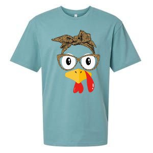 Thanksgiving Turkey Leopard Sunglasses Autumn Sueded Cloud Jersey T-Shirt