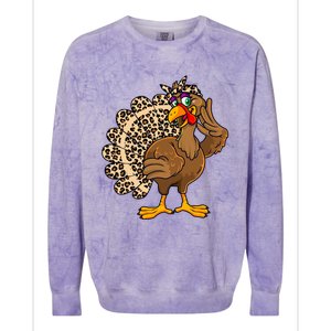 Thanksgiving Turkey Leopard Print Autumn Fall Colorblast Crewneck Sweatshirt