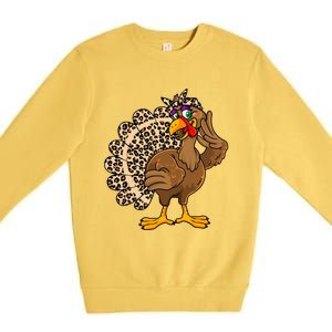 Thanksgiving Turkey Leopard Print Autumn Fall Premium Crewneck Sweatshirt