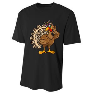 Thanksgiving Turkey Leopard Print Autumn Fall Performance Sprint T-Shirt