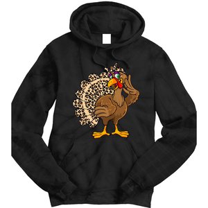 Thanksgiving Turkey Leopard Print Autumn Fall Tie Dye Hoodie