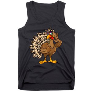 Thanksgiving Turkey Leopard Print Autumn Fall Tank Top