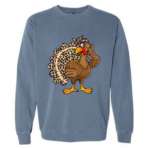 Thanksgiving Turkey Leopard Print Autumn Fall Garment-Dyed Sweatshirt