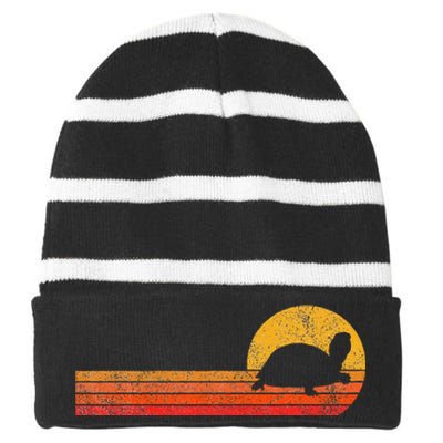 Tortoises Turtle Lover Striped Beanie with Solid Band