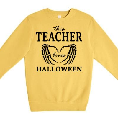 This Teacher Loves Halloween Teaching Scary Teach Spooky Gift Premium Crewneck Sweatshirt