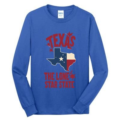 Texas The Lone Star State Gift Texas Map Cool Gift Tall Long Sleeve T-Shirt