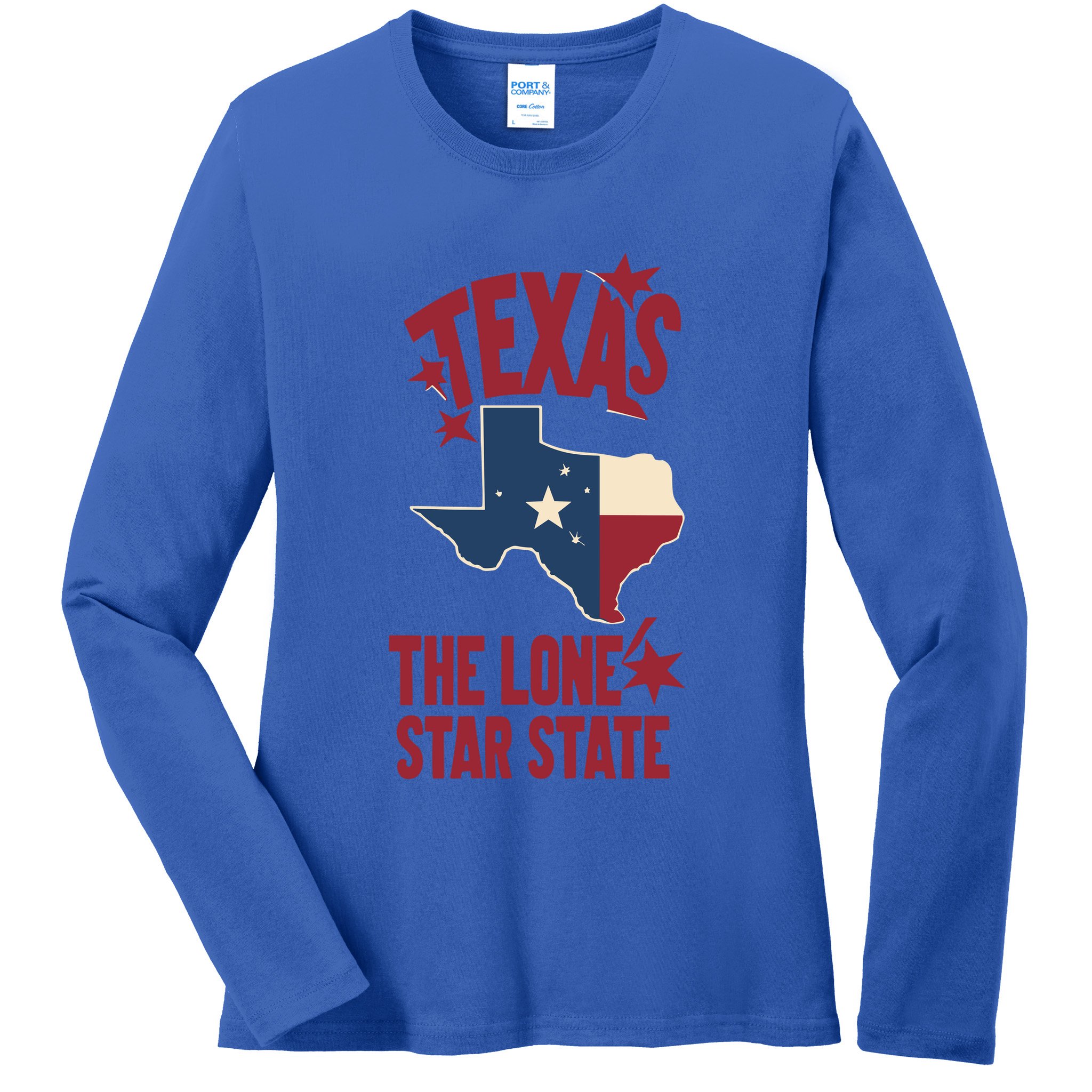 Texas The Lone Star State Gift Texas Map Cool Gift Ladies Long Sleeve Shirt