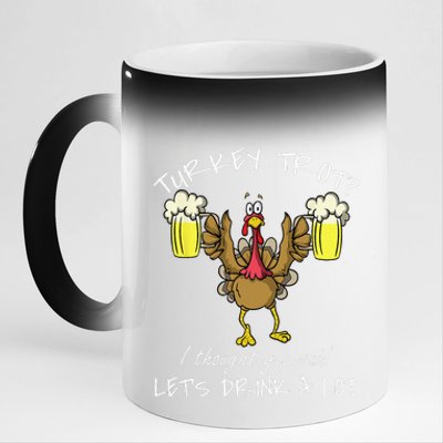 Turkey Trot Lets Drink A Lot Thanksgiving Day 5k Run Beer 11oz Black Color Changing Mug