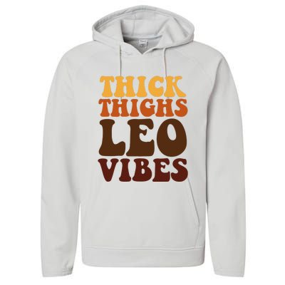 Thick Thighs Leo Vibes Zodiac Melanin Black Women Performance Fleece Hoodie