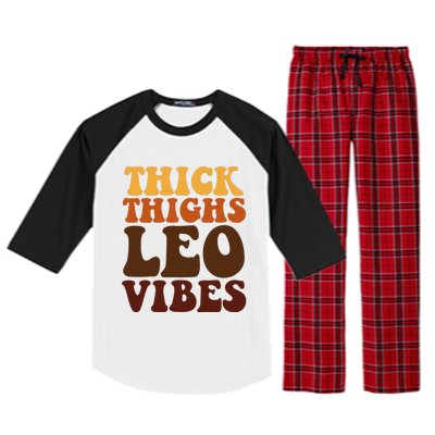 Thick Thighs Leo Vibes Zodiac Melanin Black Women Raglan Sleeve Pajama Set