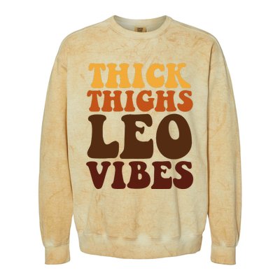 Thick Thighs Leo Vibes Zodiac Melanin Black Women Colorblast Crewneck Sweatshirt