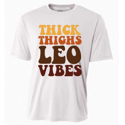 Thick Thighs Leo Vibes Zodiac Melanin Black Women Cooling Performance Crew T-Shirt