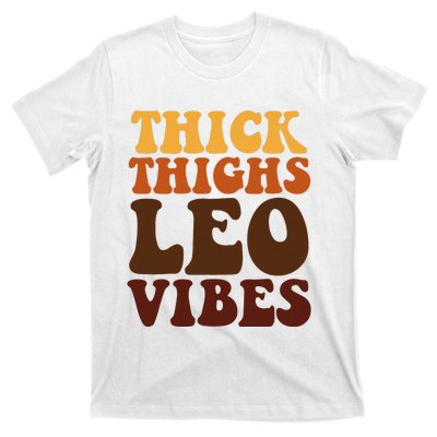 Thick Thighs Leo Vibes Zodiac Melanin Black Women T-Shirt