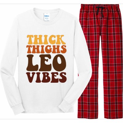 Thick Thighs Leo Vibes Zodiac Melanin Black Women Long Sleeve Pajama Set