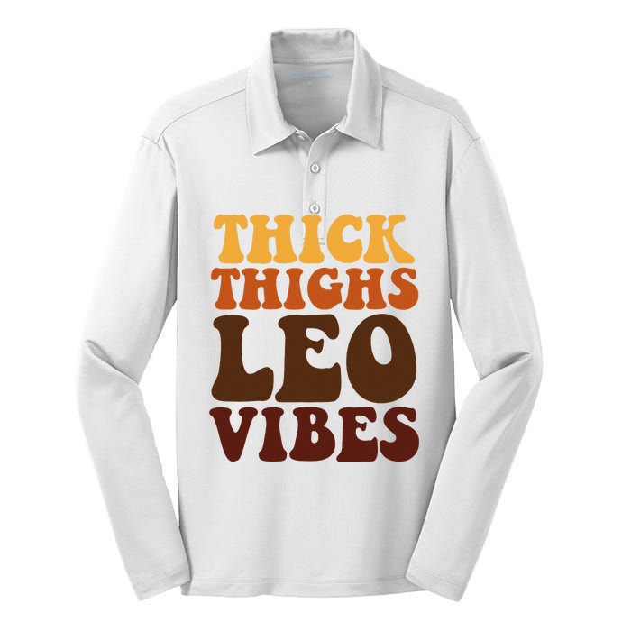 Thick Thighs Leo Vibes Zodiac Melanin Black Women Silk Touch Performance Long Sleeve Polo