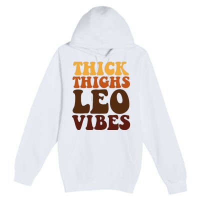 Thick Thighs Leo Vibes Zodiac Melanin Black Women Premium Pullover Hoodie