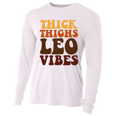 Thick Thighs Leo Vibes Zodiac Melanin Black Women Cooling Performance Long Sleeve Crew