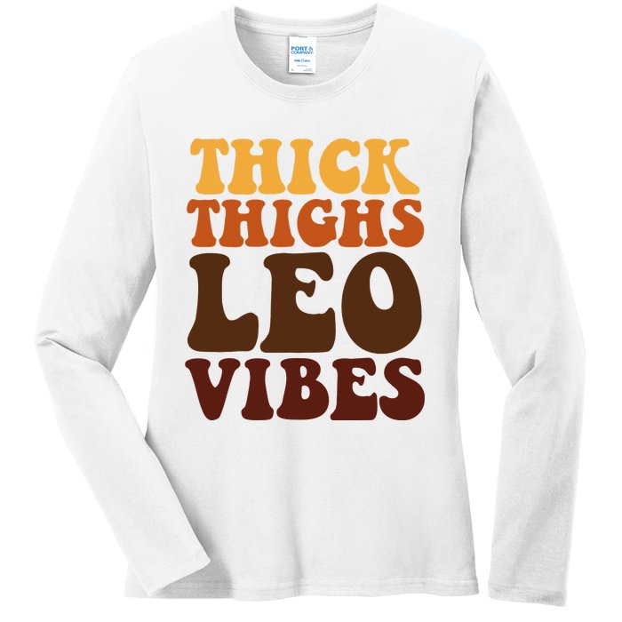 Thick Thighs Leo Vibes Zodiac Melanin Black Women Ladies Long Sleeve Shirt