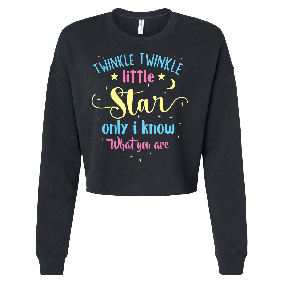 Twinkle Twinkle Little Star Gender Reveal Party Baby Shower Cropped Pullover Crew