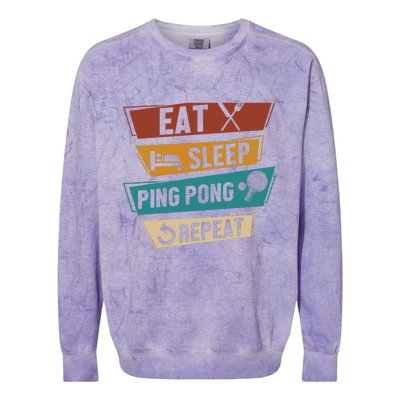 Table Tennis Lover Eat Sleep Ping Pong Repeat Colorblast Crewneck Sweatshirt