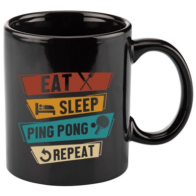 Table Tennis Lover Eat Sleep Ping Pong Repeat 11oz C Handle Ceramic Mug