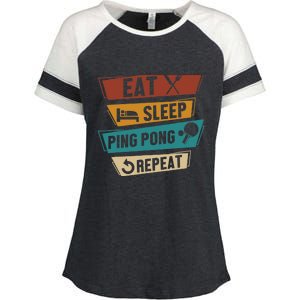 Table Tennis Lover Eat Sleep Ping Pong Repeat Enza Ladies Jersey Colorblock Tee