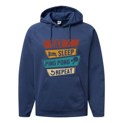 Table Tennis Lover Eat Sleep Ping Pong Repeat Performance Fleece Hoodie