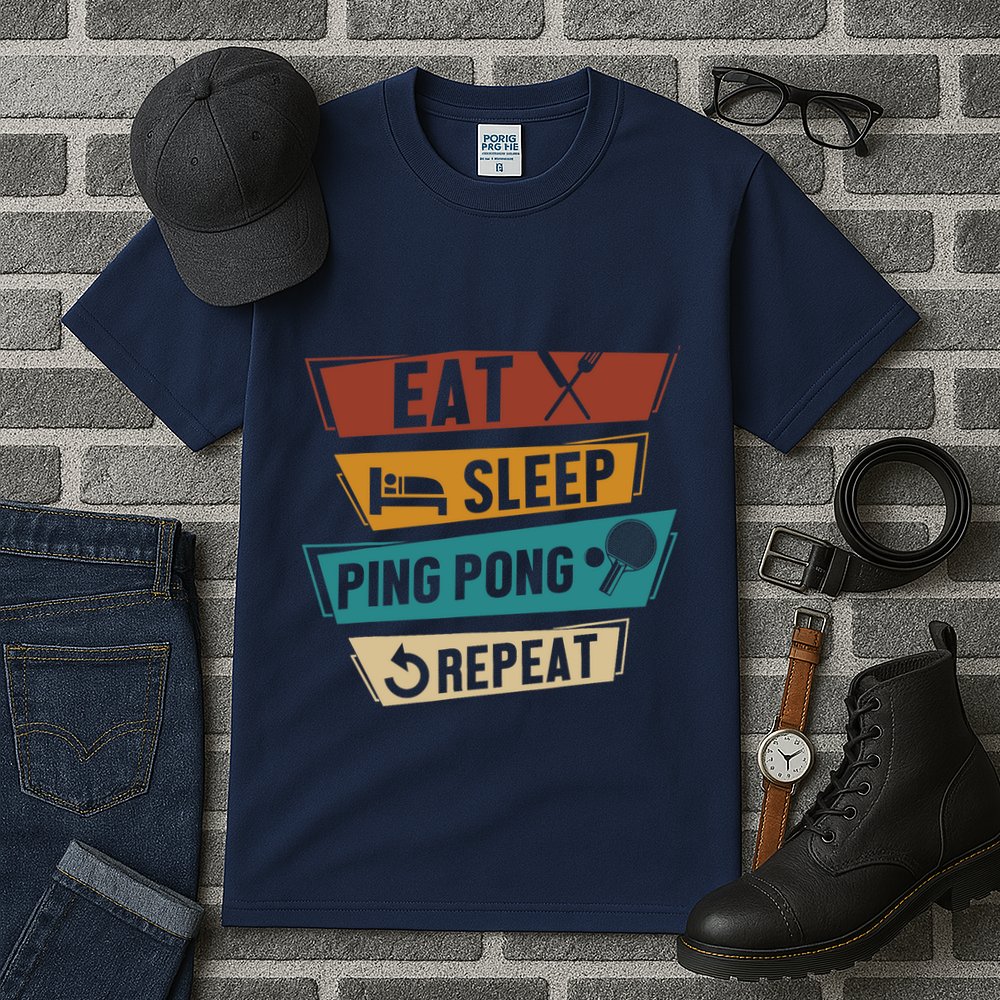 Table Tennis Lover Eat Sleep Ping Pong Repeat Tall T-Shirt