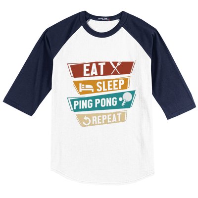 Table Tennis Lover Eat Sleep Ping Pong Repeat Baseball Sleeve Shirt