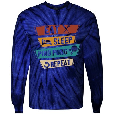 Table Tennis Lover Eat Sleep Ping Pong Repeat Tie-Dye Long Sleeve Shirt